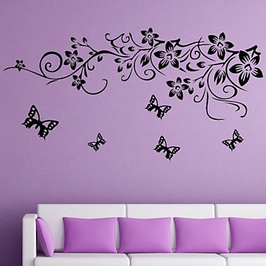 наклейка цветы и бабочки