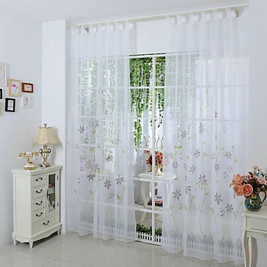 Nye pastorale floral blomster utskrift organza ren vindu gardin ...