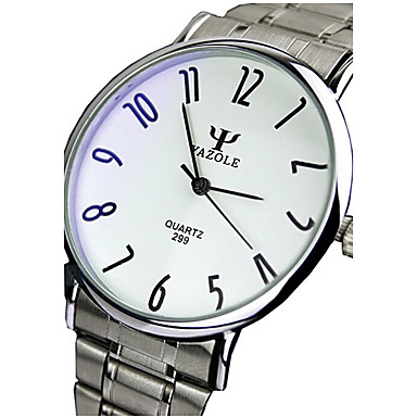 299 YAZOLE Fashion Unisex's Dress Watch Stainless Steel Blue Ray Glass Analog Quartz Wrist Watches