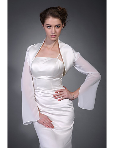 Wedding Wraps Coatsjackets Chiffon Satin Ivory Wedding Partyevening High Neck Hanging 3386